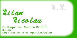 milan nicolau business card